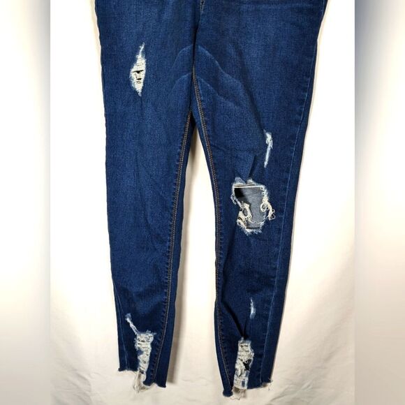 Forever 21 Los Angeles Distressed Denim Overalls Size 26 - Picture 5 of 8